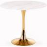 Стол Tulip D90, столешница керамика белый мрамор /опора золото