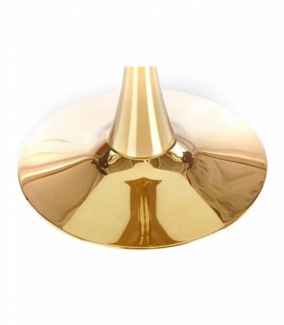 Стол Tulip D90, столешница керамика белый мрамор /опора золото