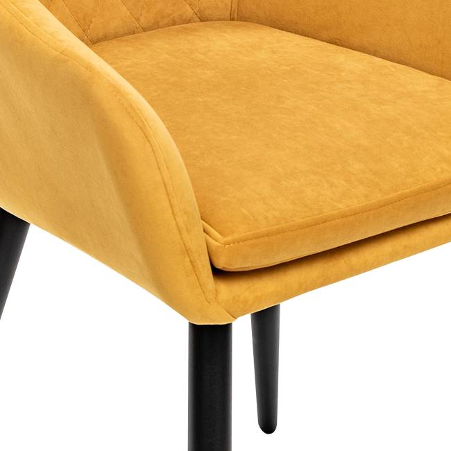 Стул с подлокотниками Leset Слим, каркас Черный, велюр Горчица Горчица Черный