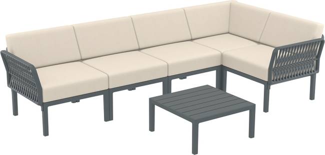 Комплект пластиковой мебели Portofino Lounge Corner темно-серый, бежевый Комплект пластиковой мебели Portofino Lounge Corner темно-серый, бежевый