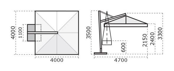 Зонт профессиональный 4х4 м Galileo Maxi Starwhite белый, слоновая кость 4000х4000 мм