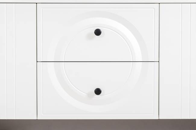 Тумба для ТВ с навесной полкой Валенсия цвет белый шагрень