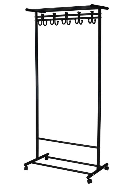 Вешалка напольная на колесах М 9 чёрный с крючками Вешалка напольная на колесах М 9 чёрный с крючками