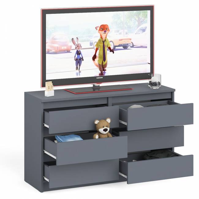 Широкий комод шесть ящиков Мори МК1200.6 цвет графит