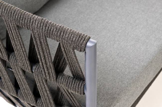 "Диего" лаунж-зона 4-местная плетеная из роупа (веревки), каркас алюминиевый темно-серый, роуп темно-серый