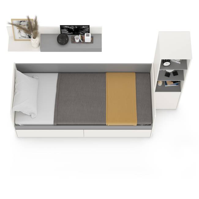 Мебель для детской комнаты с кроватью с ящиками Торонто № 23 цвет белый шагрень/стальной серый Мебель для детской комнаты с кроватью с ящиками Торонто № 23 цвет белый шагрень/стальной серый