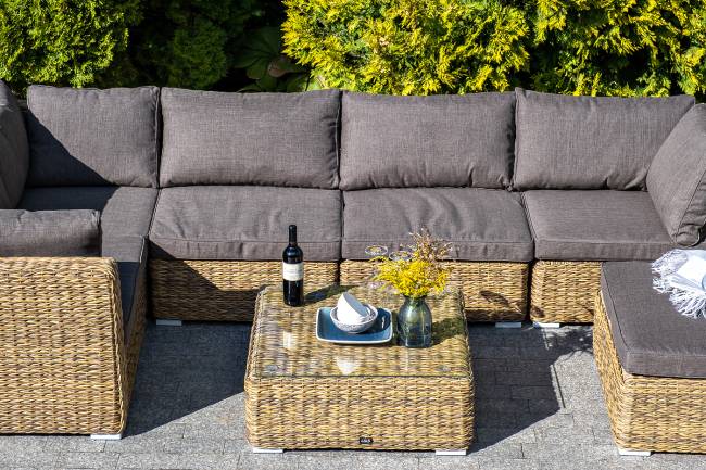 "Лунго" трансформирующийся диван из искусственного ротанга (гиацинт), цвет соломенный