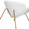 Кресло дизайнерское DOBRIN EMILY, белый (букле) ткань, золотое основание
