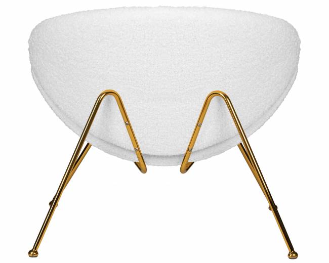 Кресло дизайнерское DOBRIN EMILY, белый (букле) ткань, золотое основание