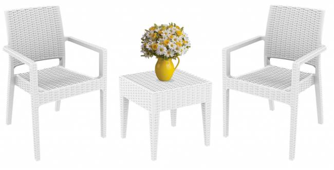 Комплект пластиковой мебели Miami Ibiza белый Комплект пластиковой мебели Miami Ibiza белый