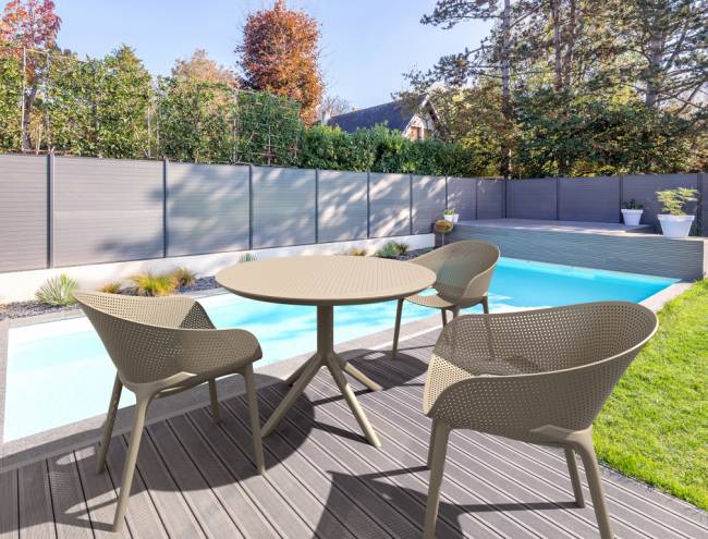 Стол пластиковый Sky Table Ø105 бежевый Ø1050х740 мм Стол пластиковый Sky Table Ø105 бежевый Ø1050х740 мм