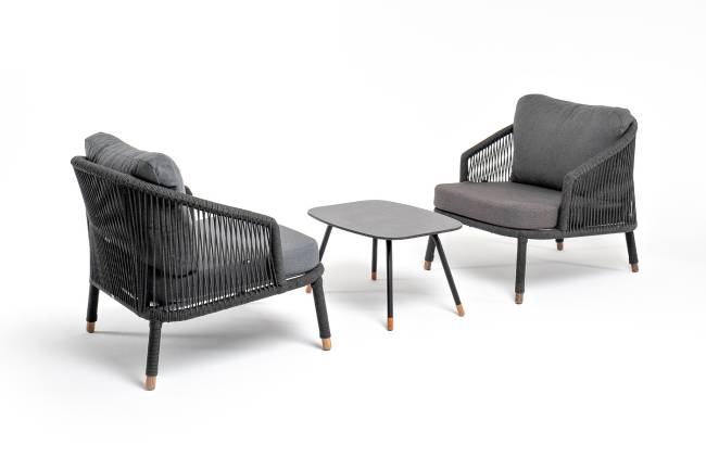 "Верона" лаунж-зона 5-местная плетеная из роупа (веревки), каркас алюминиевый темно-серый, роуп темно-серый