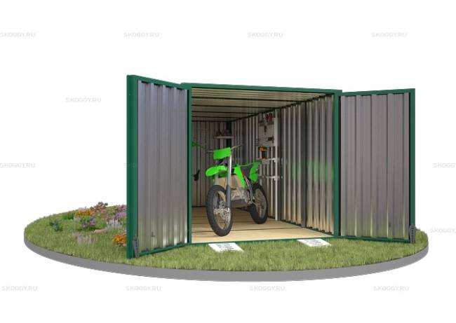 Хозблок SKOGGY секционный с плоской крышей 5 х 2 м, зелёный мох