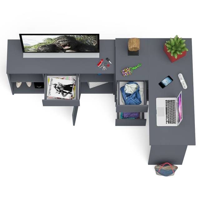 Тумба Мори МТВ1204.1 и стол компьютерный угловой МС-16 левый цвет графит Тумба Мори МТВ1204.1 и стол компьютерный угловой МС-16 левый цвет графит