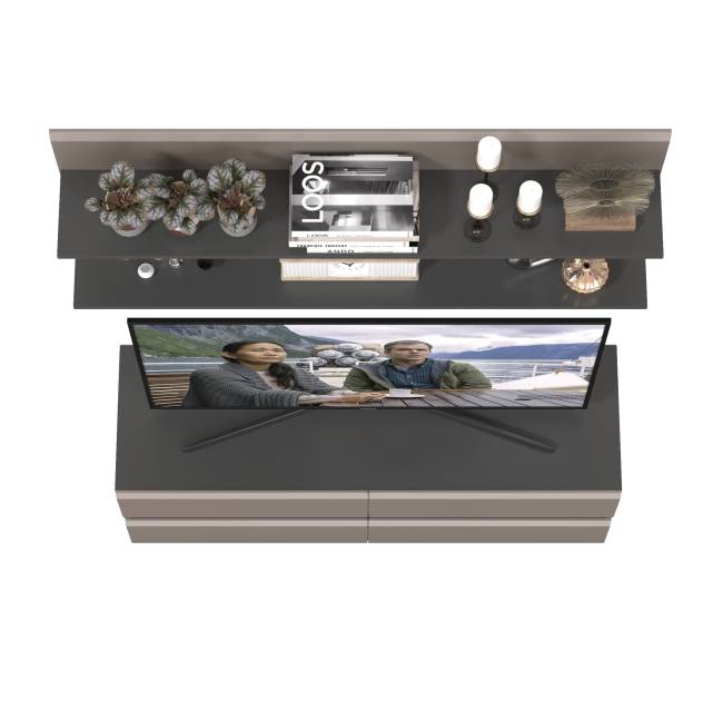 Две открытых полки Сидней и ТВ-тумба цвет антрацит/МДФ веллюто капучино