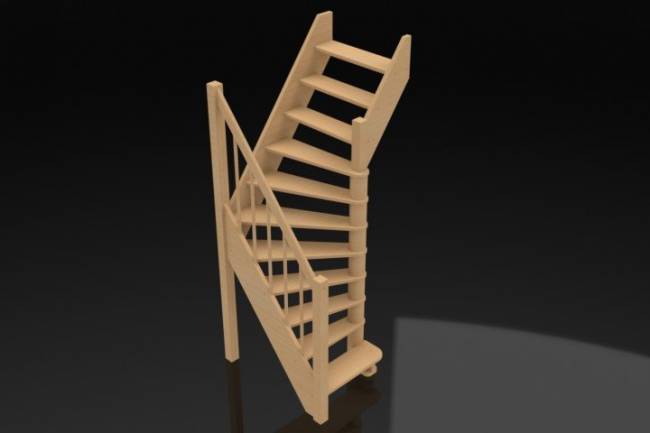 Деревянная лестница ЛС-91М Базовая под покраску