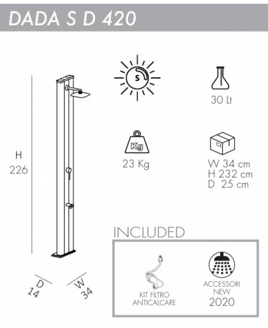Душ солнечный Dada S D 420 140х340х2260 мм Душ солнечный Dada S D 420 140х340х2260 мм