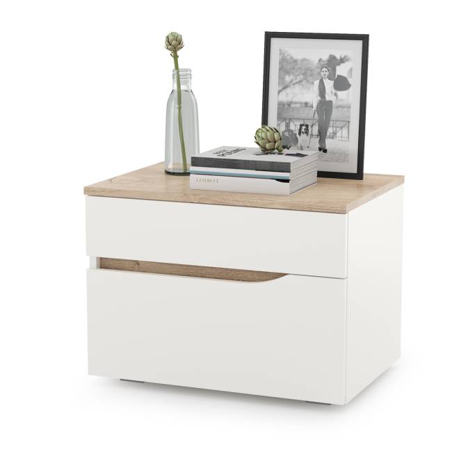 Кровать с подъёмным основанием и двумя прикроватными тумбами Муссон цвет белый/дуб эндгрейн элегантный/кожзам белый Кровать с подъёмным основанием и двумя прикроватными тумбами Муссон цвет белый/дуб эндгрейн элегантный/кожзам белый