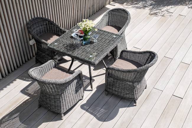 "Фредо" обеденная группа плетеная, цвет графит "Фредо" обеденная группа плетеная, цвет графит