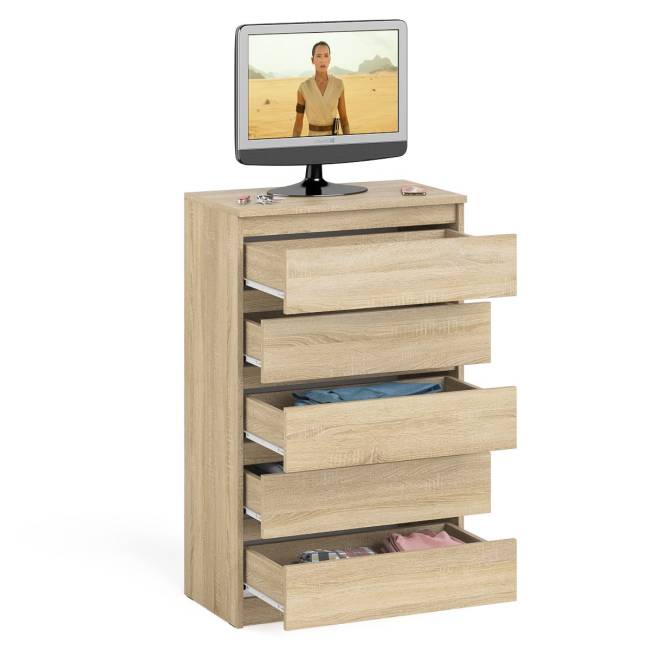 Узкий комод пять ящиков Мори МК700.5 цвет дуб сонома Узкий комод пять ящиков Мори МК700.5 цвет дуб сонома