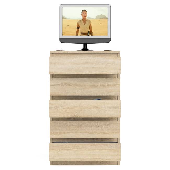 Узкий комод пять ящиков Мори МК700.5 цвет дуб сонома Узкий комод пять ящиков Мори МК700.5 цвет дуб сонома