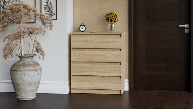 Узкий комод пять ящиков Мори МК700.5 цвет дуб сонома Узкий комод пять ящиков Мори МК700.5 цвет дуб сонома