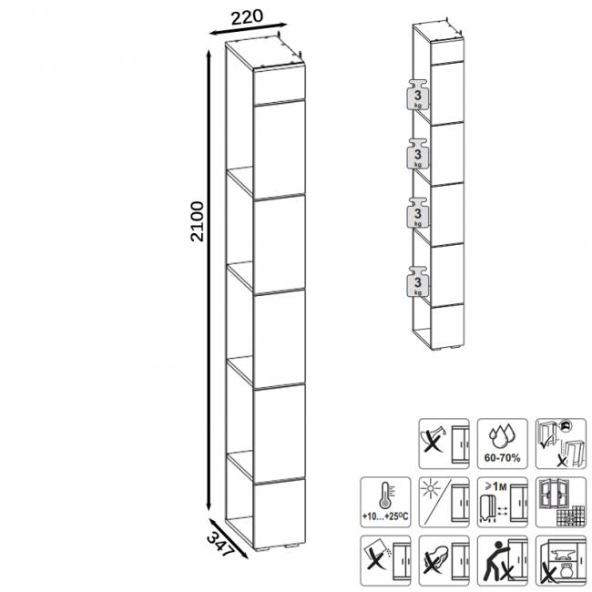 Стеллаж Лайн 10.141 цвет дуб крафт серый/фасады МДФ белый глянец Стеллаж Лайн 10.141 цвет дуб крафт серый/фасады МДФ белый глянец