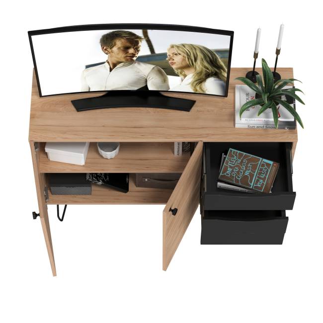 Комод-тумба Брюс 16.233 цвет чёрный/Battle rock Santiago Комод-тумба Брюс 16.233 цвет чёрный/Battle rock Santiago