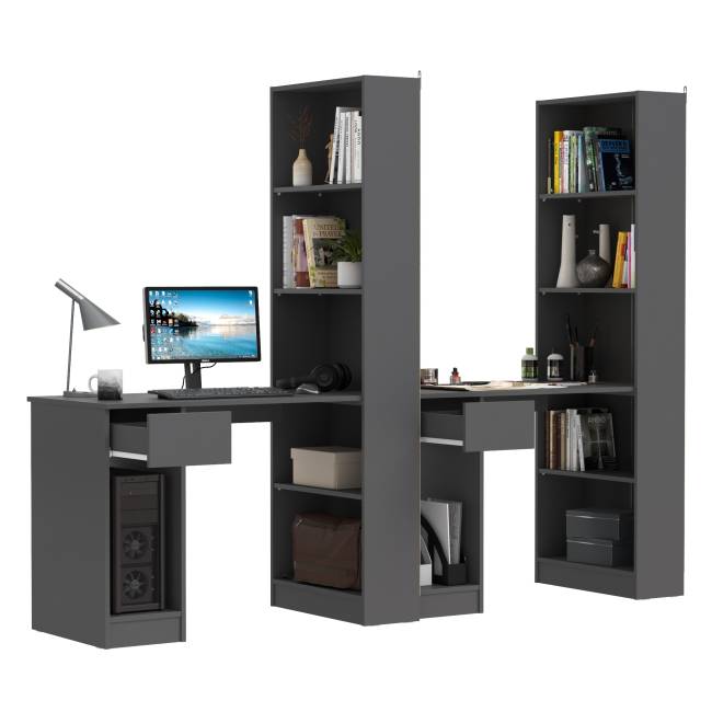 Шкафы комбинированные Лайт 10.01 с компьютерными столами цвет тёмно-серый
