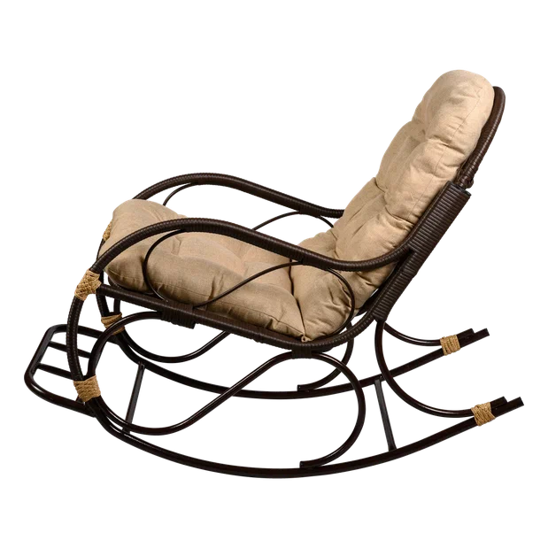 Кресло качалка с подножкой из искусственного ротанга, орех