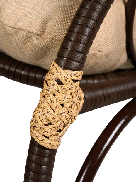 Кресло качалка с подножкой из искусственного ротанга, орех