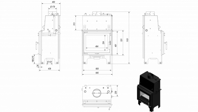 Топка с водяным контуром AQUARIO/M/8/PW/W