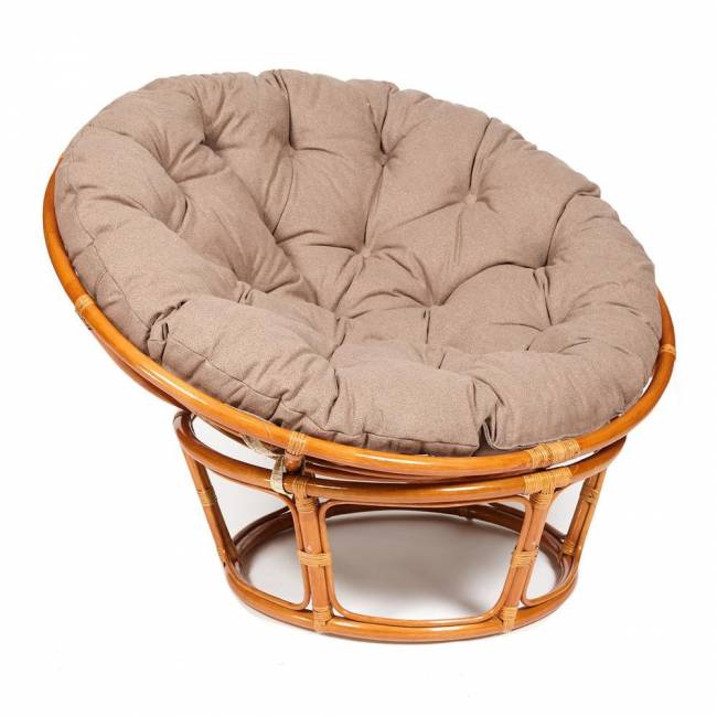 Кресло PAPASAN/ПАПАСАН 23/01 W  /с подушкой/ 115х101х104 см, Cognac (коньяк), экошерсть Коричневый, 1811-5