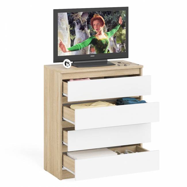 Комод четыре ящика Мори МК800.4 цвет дуб сонома/белый